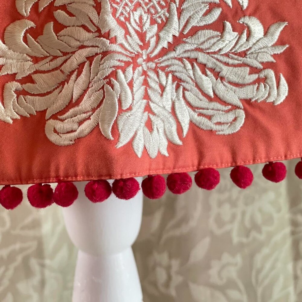 Vintage Y2K Anthropologie Elevenses Embroidered Cotton Skirt Coral A-Line Size 6 - Picture 3 of 8